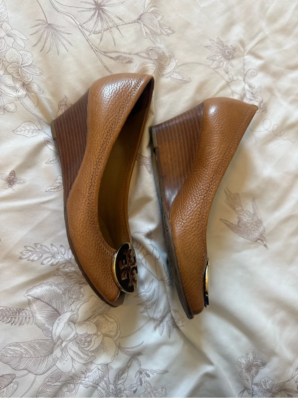 TORY BURCH | Sally 2 Leather Peep Toe Wedge Heels | 6.5